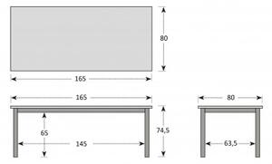Doppler DOVER - drevený stôl zo severskej borovice 165 x 80 x 74,5 cm