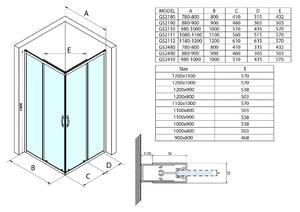 Gelco SIGMA SIMPLY štvorcový sprchovací kút 800x800 mm, rohový vstup, Brick sklo