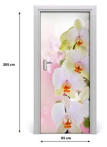 Samolepiace fototapety na dvere biela orchidea 85x205 cm