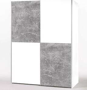Šatníková skriňa Puls, biela/šedý betón
