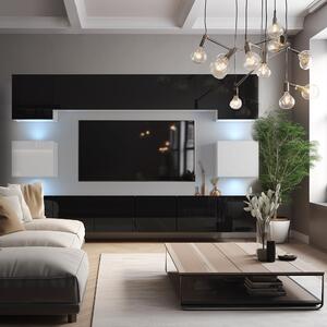 Obývacia stena Belini Premium Full Version čierny lesk / biely lesk + LED osvetlenie Nexum 37