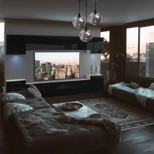 Obývacia stena Belini Premium Full Version čierny lesk+ LED osvetlenie Nexum 65