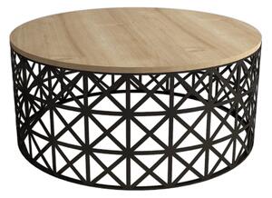 Hanah Home Konferenčný stolík Selin 90 cm čierny/dub sonoma