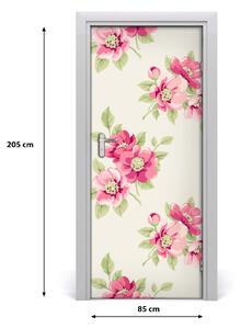 Samolepiace fototapety na dvere ružové kvety 85x205 cm