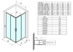 Gelco SIGMA SIMPLY BLACK obdĺžnikový sprchovací kút 900x800 mm, L/P variant, rohový vstup, Brick sklo