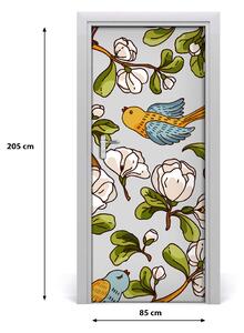 Samolepiace fototapety na dvere Vtáky a kvety 85x205 cm