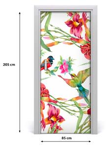 Samolepiace fototapety na dvere Vtáky a kvety 85x205 cm