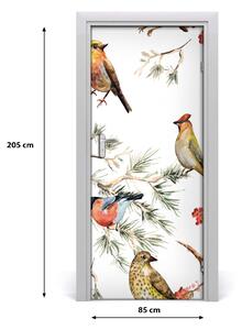 Samolepiace fototapety na dvere Vtáky a ihličnany 85x205 cm