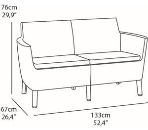 Set záhradného nábytku SALEMO+polstre 2-lavica+2x kreslo+stolík,cappucino