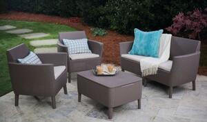 Set záhradného nábytku SALEMO+polstre 2-lavica+2x kreslo+stolík,cappucino