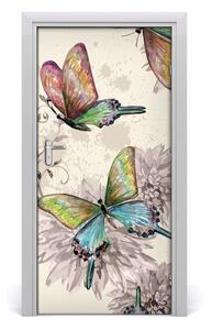 Samolepiace fototapety na dvere farební motýle 95x205 cm