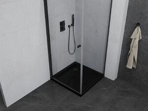Mexen Pretoria, sprchovací kút 80 (dvere) x 80 (stena) cm, 6mm číre sklo, čierny profil + čierna sprchová vanička, 852-080-080-70-00-4070B
