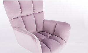 LuxuryForm Kreslo AURORA VELUR na strieborné podstave s kolieskami - fialový vres