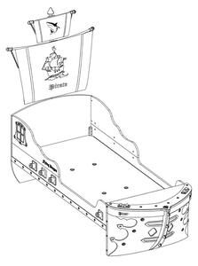 Detská posteľ Jack 90x190cm v tvare lode - dub lancelot