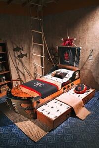 Detská posteľ Jack 90x190cm v tvare lode s úložným priestorom - dub lancelot