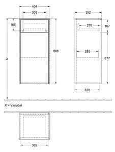 Villeroy & Boch Finero skrinka 40x35x86.6 cm závesné bočné sivá C53101FP