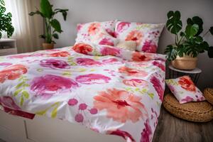 3 dielne obliečky bavlnené Pink flowers 200x140cm+90x70cm TiaHome