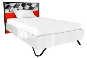 Detská posteľ Racer 120x200cm - biela/červená/rock