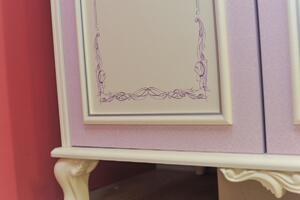 Trojdverová šatníková skriňa so zrkadlom Comtesa - alabaster/fialová
