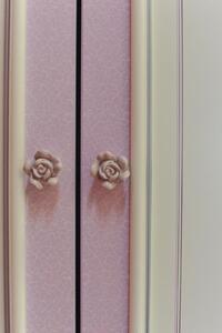 Trojdverová šatníková skriňa so zrkadlom Comtesa - alabaster/fialová