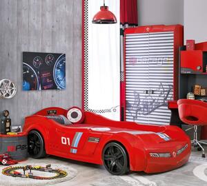 Detská posteľ auto DELUXE 90x195cm - červená