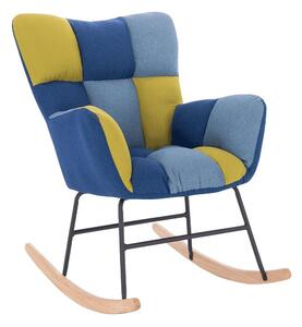 Dizajnové hojdacie kreslo, patchwork modrá/zelená, KEMARO