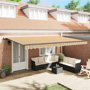Maison Exclusive – Manuálna markíza, 5 x 3 m, s pruhovaným vzorom (žltá, sivá a biela)