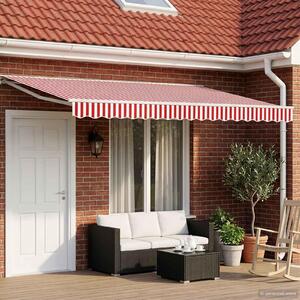 Maison Exclusive – Manuálna markíza, 4,5 x 3 m, červeno-biele pruhy