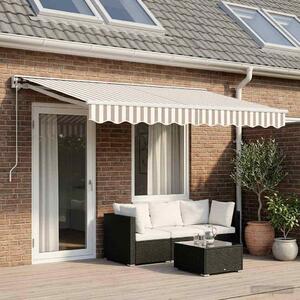 Maison Exclusive – Manuálna markíza, rozmer 4 x 3,5 m, pruhovaná (svetlosivá a biela)
