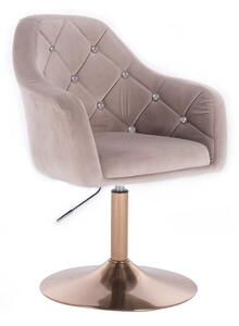 LuxuryForm DESIGN Kreslo ROMA VELUR na zlatom tanieri - svetlo šedé