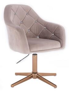 LuxuryForm DESIGN Kreslo ROMA VELUR na zlatom kríži - svetlo šedé