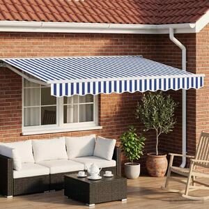 Maison Exclusive – Manuálna markíza, 3 x 2,5 m, modro-biela, 100% polyester
