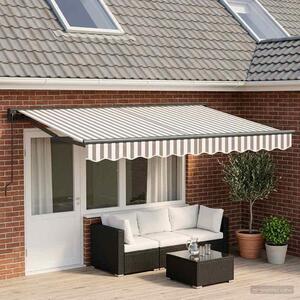 Maison Exclusive – Manuálna markíza, rozmer 4 x 3,5 m, pruhovaná (svetlosivá a biela)