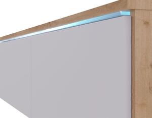 TV stolík Lancome 180, bodega/bialý lesk s LED osvetlením