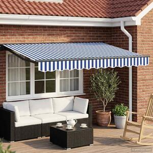 Maison Exclusive – Manuálna markíza, 3,5 x 2 m, modro-biely prúžkovaný vzor, 100% polyester