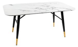 Dizajnový konferenčný stolík Laney 110 cm biely - vzor mramor