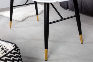 Dizajnový konferenčný stolík Laney 110 cm biely - vzor mramor