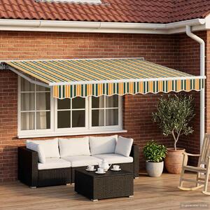 Maison Exclusive – Manuálna markíza, 3 x 2,5 m, zelená a žltá, prúžkovaná, 100% polyester