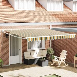 Maison Exclusive – Manuálna markíza, 4 x 3,5 m, zelenobiele pásiky, 100% polyester