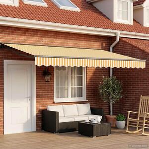 Maison Exclusive – Manuálna markíza, 4 x 2 m, prúžkovaná (žltá a biela), 100% polyester