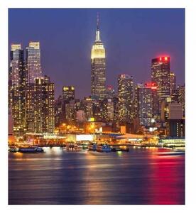 DIMEX | Vliesová fototapeta na stenu Manhattan v noci MS-3-0003 | 225 x 250 cm | modrá, žltá, červená