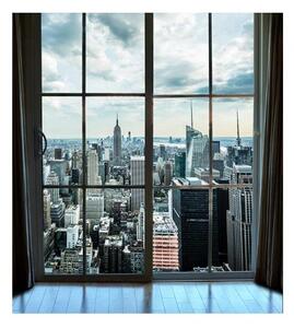 DIMEX | Vliesová fototapeta na stenu Pohľad z okna na Manhattan MS-3-0009 | 225 x 250 cm | šedá, modrá, viacfarebná