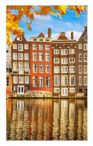 DIMEX | Vliesové fototapety na stenu Domy v Amsterdame MS-2-0024 | 150 x 250 cm | modrá, biela, oranžová, hnedá