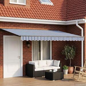 Maison Exclusive – Manuálna markíza, 4 x 2 m, modro-biela, 100% polyester