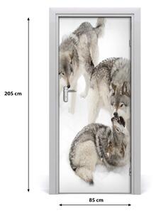 Samolepiace fototapety na dvere šedí vlci 85x205 cm