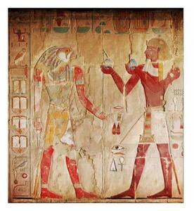 DIMEX | Vliesová fototapeta na stenu Egyptská maľba MS-3-0052 | 225 x 250 cm | béžová, červená