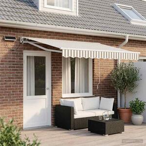 Maison Exclusive – Elektrická solárna markíza, rozmery 4 x 3 m, pruhovaná (svetlosivá a biela)