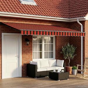 Maison Exclusive – Manuálna markíza, 4 x 3,5 m, oranžovo-hnedý prúžkovaný vzor