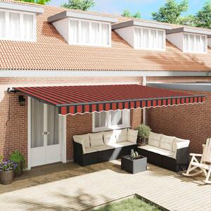 Maison Exclusive – Manuálna markíza, 5 x 3 m, oranžovo-hnedá, s horizontálnymi pruhmi