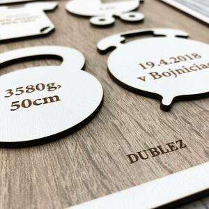 DUBLEZ | Drevená pamätná tabuľka pre novorodenca